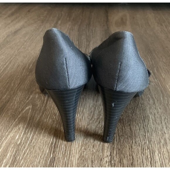 Ann Marino Gray Herringbone High Heel Shoes with Black Bow Size 7.5 Dance 20s - Picture 2 of 7